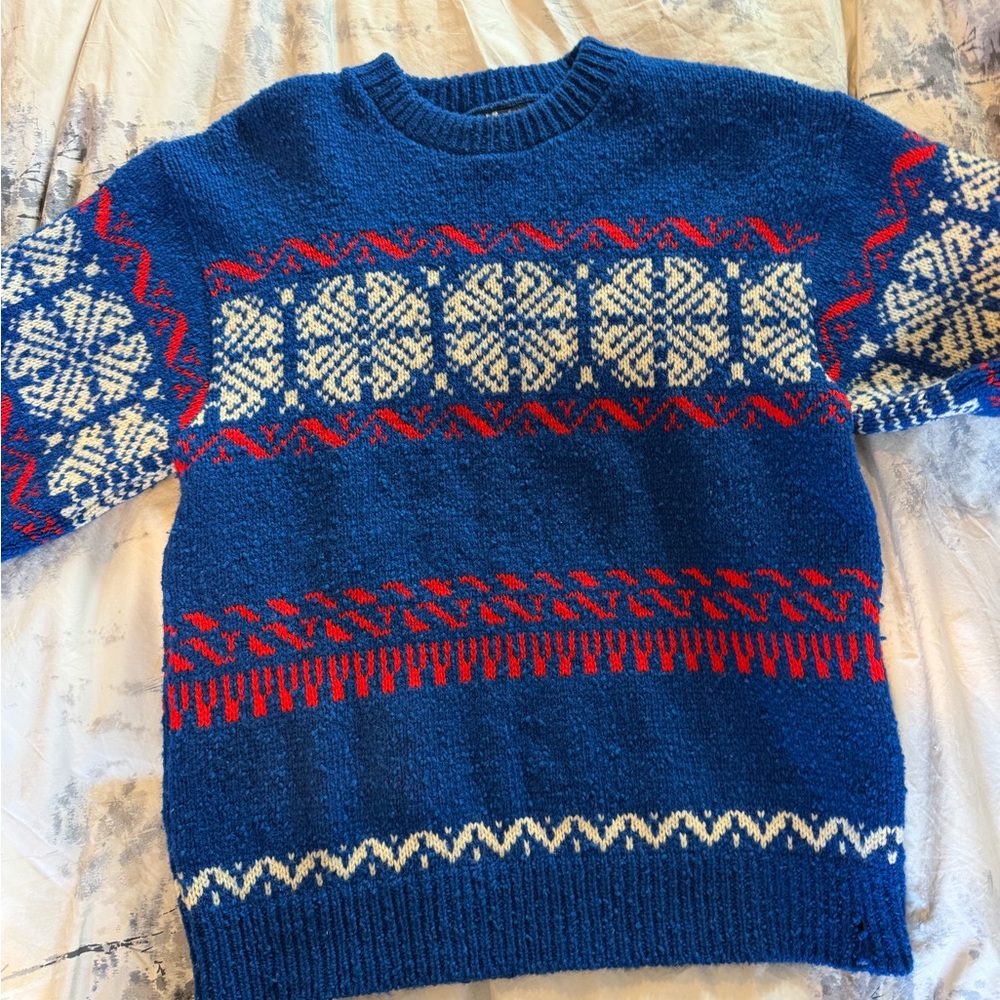 Pendleton Blue and Red Crewneck Sweater